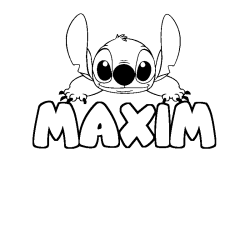 Coloring page first name MAXIM - Stitch background
