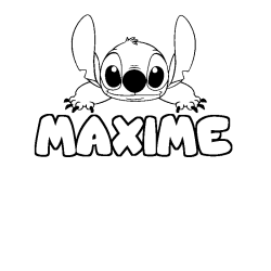 Coloring page first name MAXIME - Stitch background