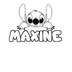 Coloring page first name MAXINE - Stitch background