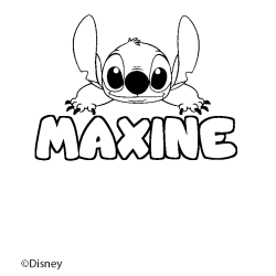 Coloring page first name MAXINE - Stitch background