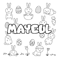 Coloring page first name MAYEUL - Easter background