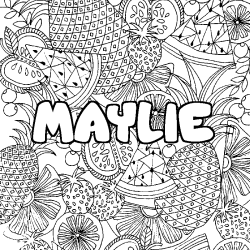 Coloring page first name MAYLIE - Fruits mandala background