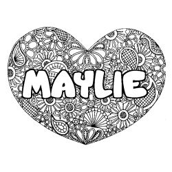 Coloring page first name MAYLIE - Heart mandala background