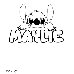 Coloring page first name MAYLIE - Stitch background