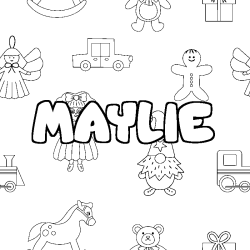 Coloring page first name MAYLIE - Toys background