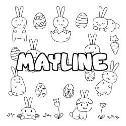 Coloring page first name MAYLINE - Easter background