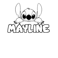 Coloring page first name MAYLINE - Stitch background