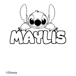 Coloring page first name MAYLIS - Stitch background