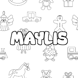 Coloring page first name MAYLIS - Toys background