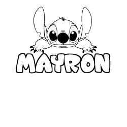 Coloring page first name MAYRON - Stitch background