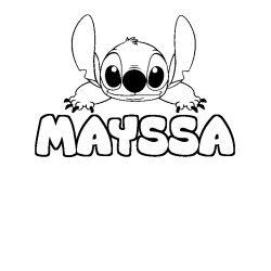 Coloring page first name MAYSSA - Stitch background