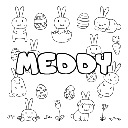 Coloring page first name MEDDY - Easter background