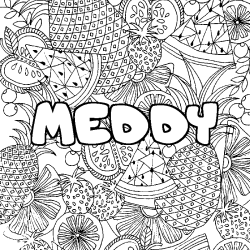 Coloring page first name MEDDY - Fruits mandala background