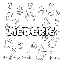 Coloring page first name MEDERIC - Easter background