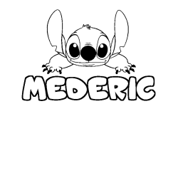Coloring page first name MEDERIC - Stitch background