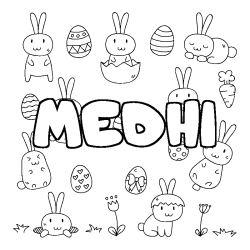 Coloring page first name MEDHI - Easter background