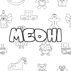 Coloring page first name MEDHI - Toys background