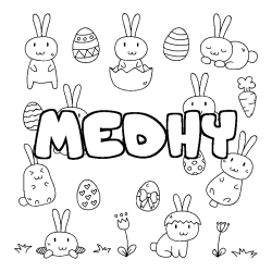 Coloring page first name MEDHY - Easter background