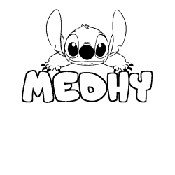 Coloring page first name MEDHY - Stitch background