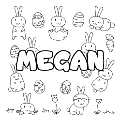 Coloring page first name MEGAN - Easter background