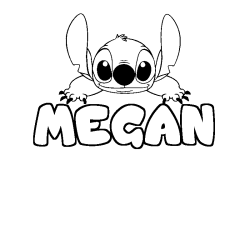 Coloring page first name MEGAN - Stitch background
