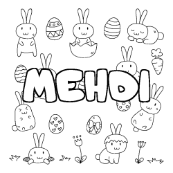 Coloring page first name MEHDI - Easter background