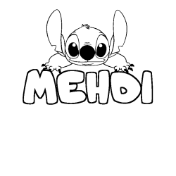 Coloring page first name MEHDI - Stitch background