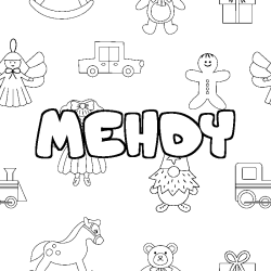 Coloring page first name MEHDY - Toys background