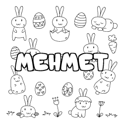 Coloring page first name MEHMET - Easter background