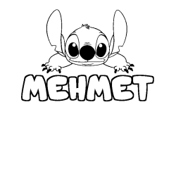 Coloring page first name MEHMET - Stitch background