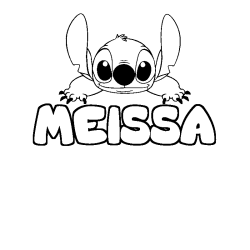 Coloring page first name MEISSA - Stitch background