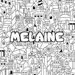 Coloring page first name MELAINE - City background