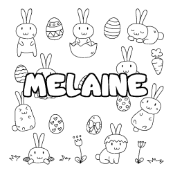 Coloring page first name MELAINE - Easter background