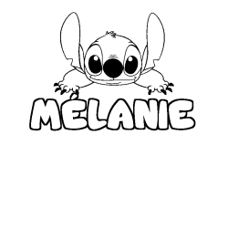 Coloring page first name MÉLANIE - Stitch background
