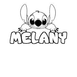 Coloring page first name MELANY - Stitch background