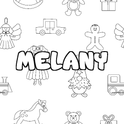 Coloring page first name MELANY - Toys background