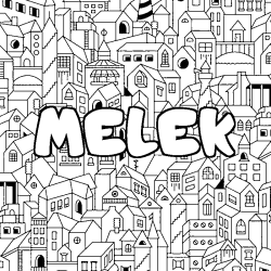 Coloring page first name MELEK - City background