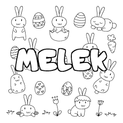 Coloring page first name MELEK - Easter background
