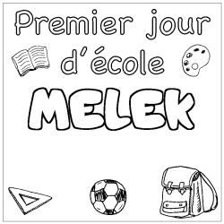 Coloring page first name MELEK - School First day background