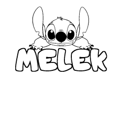 Coloring page first name MELEK - Stitch background
