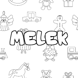 Coloring page first name MELEK - Toys background