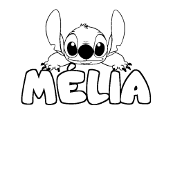 Coloring page first name MÉLIA - Stitch background