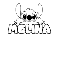 Coloring page first name MELINA - Stitch background