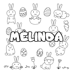 Coloring page first name MÉLINDA - Easter background