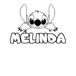 Coloring page first name MÉLINDA - Stitch background