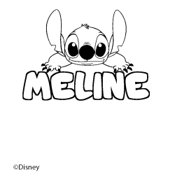 Coloring page first name MELINE - Stitch background