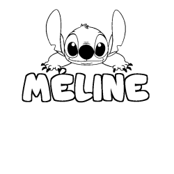 Coloring page first name MÉLINE - Stitch background