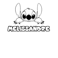 Coloring page first name MELISSANDRE - Stitch background