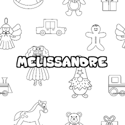 Coloring page first name MELISSANDRE - Toys background