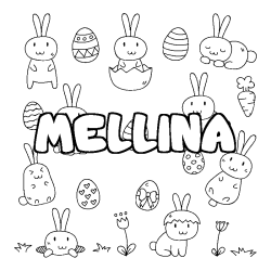 Coloring page first name MELLINA - Easter background